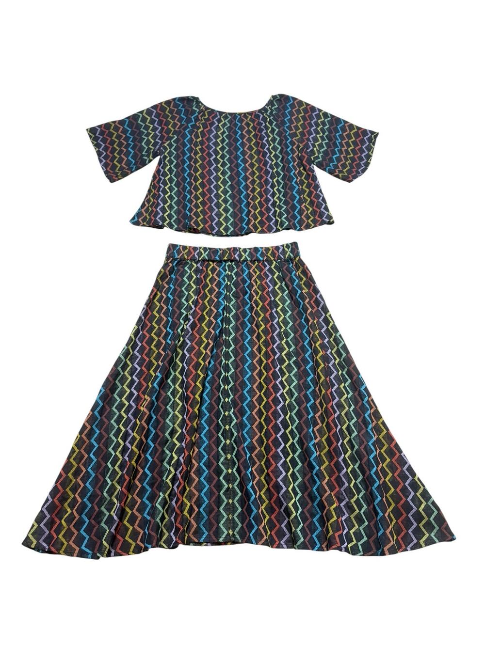 Ace & Jig Cotton Colorful Zig Zag Print Top & Skirt Set XL